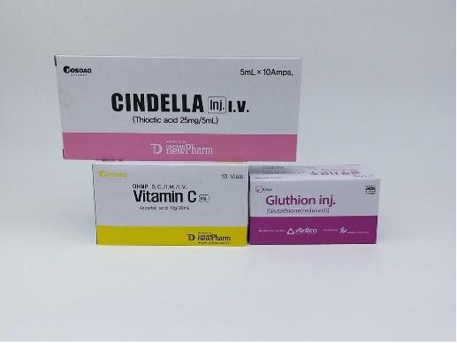 Gluthion 600 mg, Cindella, Vitamin C (Set blanqueante)