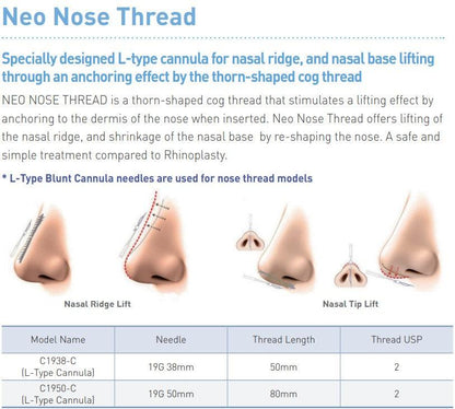 Neo Cog Thread Lifting - Cog Nose PDO L-Cannula (Unidireccional)